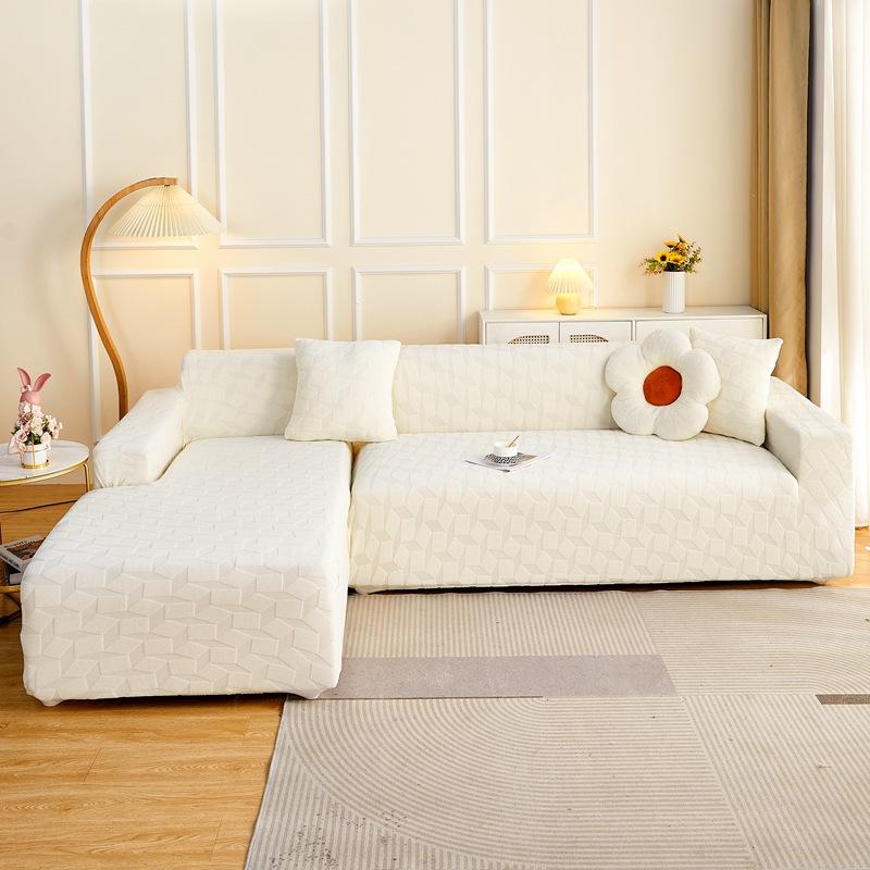 High-end Elastic Solid Color Thick Needle Thickened Jacquard Sofa Cover Embossed Dust Cover All-inclusive Sofa Cover
