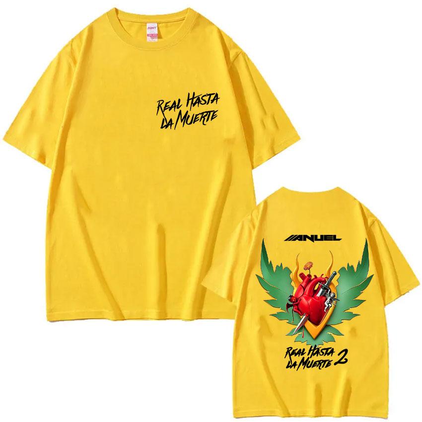 Rapper ANUEL AA Real Hastala La Muerte Album 2025 Graphic T Shirts Mens Vintage Fashion Pop Oversized Cotton Tshirt Streetwear
