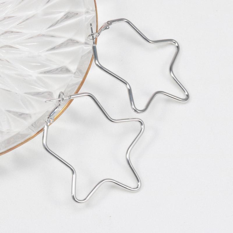 

Минималистичные полые геометрические серьги-кольца со звездой: Европейские и американские модные серьги-заявления серебряный