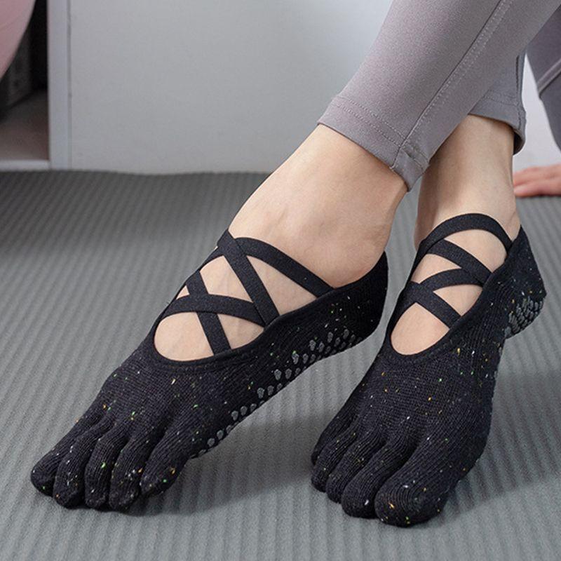 

Носки для йоги Нескользящие Профессиональные Женские Носки с Пальцами Фитнес Йога Нескользящие Носки Комнатные Носки Взрослые Носки для Пилатеса Y140-black dot yarn