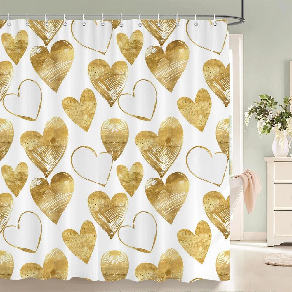 

1Pcs Colorful Love Pattern Fabric Waterproof Shower Curtain, Home Decoration Romantic Heart Shape Bathroom Curtain, With Hooks W60H190(CM)-1 Pcs