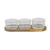 Acacia/Glass Snack Serving Set