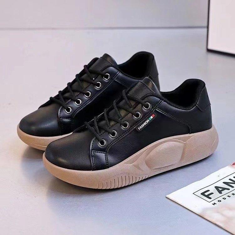 Spring New Korean Style White Shoes Women Ins Student Casual Shoes Internet Celebrity Street Snap Sneakers Platform Height Increasing Women Shoes