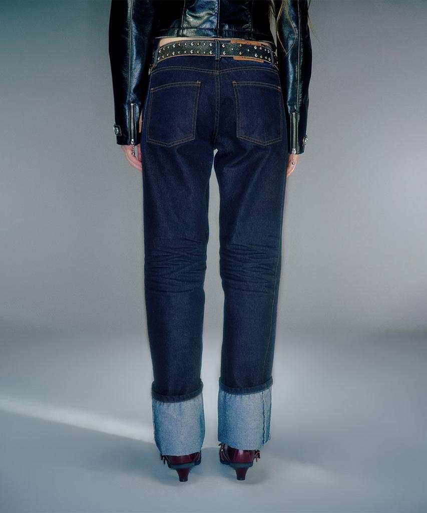 Beikeonteuakaibeu Heidi Long Length Turn-Up Denim (2Color)