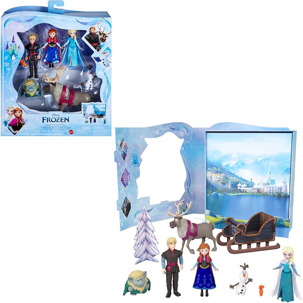 Mattel Disney Frozen Classic Storybook Mini Doll Playset for Ages 3 and Up