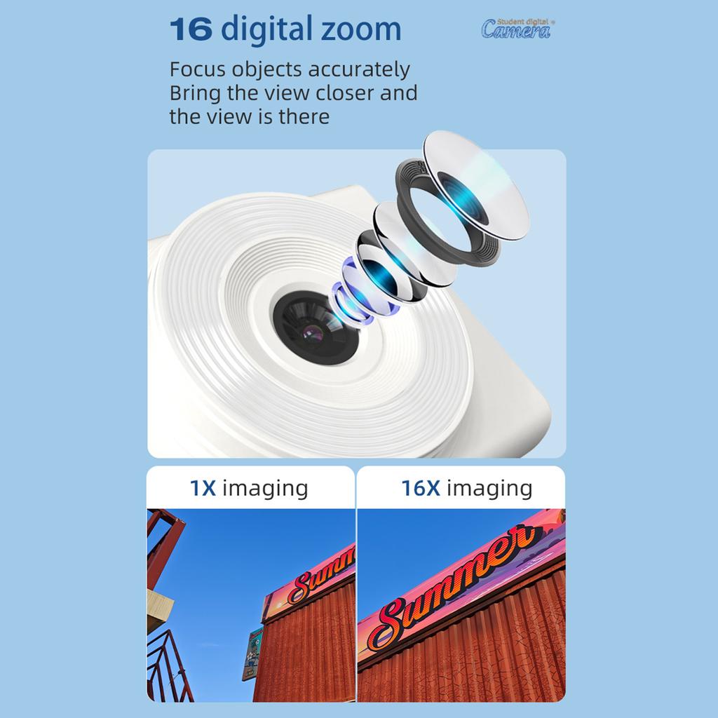 1080P Digital Camera Digital Video Camera 48MP 2.8 Inch IPS Screen Auto Focus 16X Zoom Built in LED Fill Light Battery