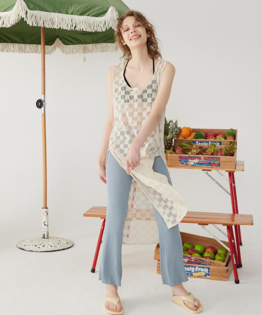 Kkuape [S/S Ver.] Netting Knit Onepiece_Beige
