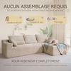 Right Corner Sofa 263x171x 59cm, Free Combination, Without Assembly 4-seater L-shaped Sofa with Beige Corduroy Chaise Longue