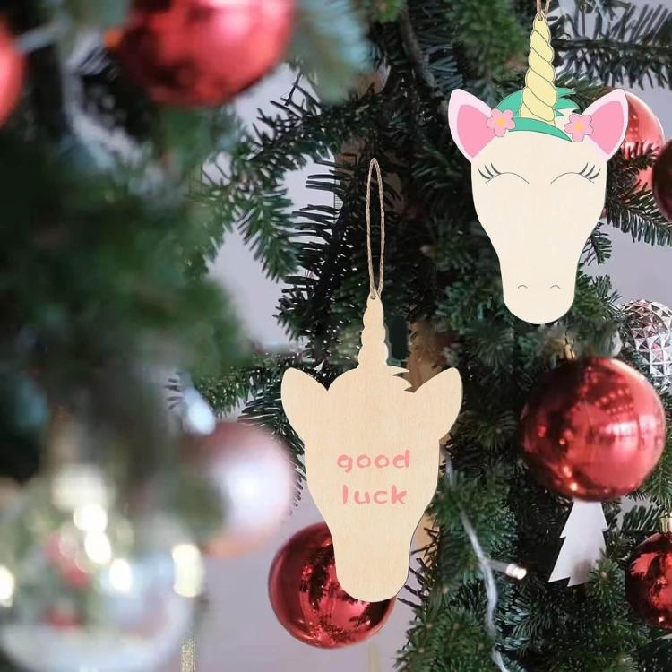Unpainted Wood Cutout Hanging Ornaments Unicorns Wood Crafts Label Plaques with Rope