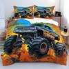 Boys And Children Off-Road Vehicle Three-Piece Quilt Cover 3D Digital Printing Bedding Set Bed Cover