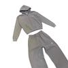 Completo Felpa con Cappuccio e Zip Oversize da Donna con Pantaloni Jogger Coordinati Grigio Blu Streetwear Casual Manica Lunga Outfit Invernale