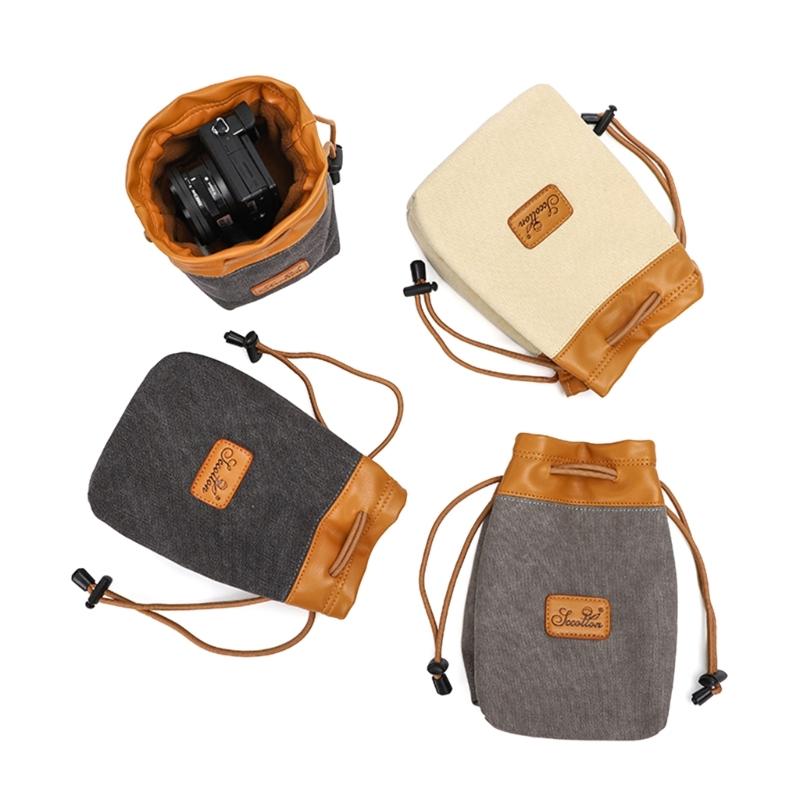 Ergonomic DSLR Camera Drawstring Bag Breathable Padding Multiple Small Compartments For Secure Carrying
