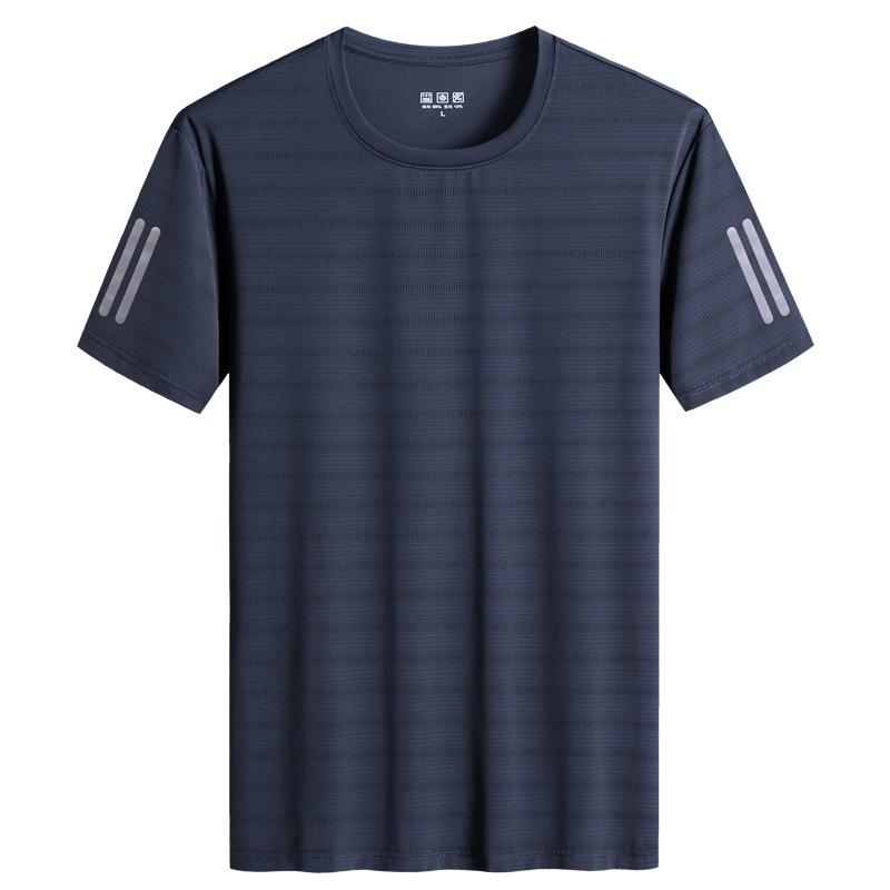 (L-8XL)Ice Silk Men Quick Dry Sport T-shirt Round Neck Loose Camping Hiking Fishing Tank Tops Mesh Air Conditioning T-shirt Man