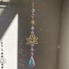 Crystal Lotus Hanging Wind Chimes Stained Glass Suncatcher Sun Catcher Window Drop Bell Balcony Yard Aesthetic Landscape