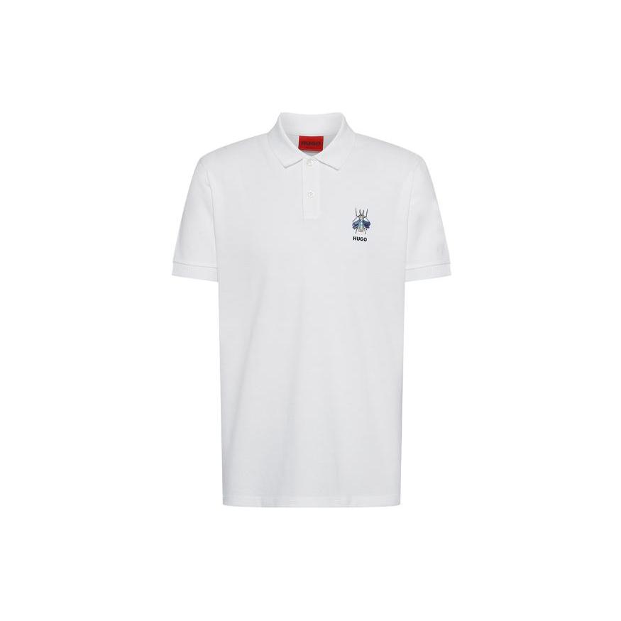 HUGO BOSS Polo Shirts Men's White Polo Collar Moderate Straight Fit 50465832-100