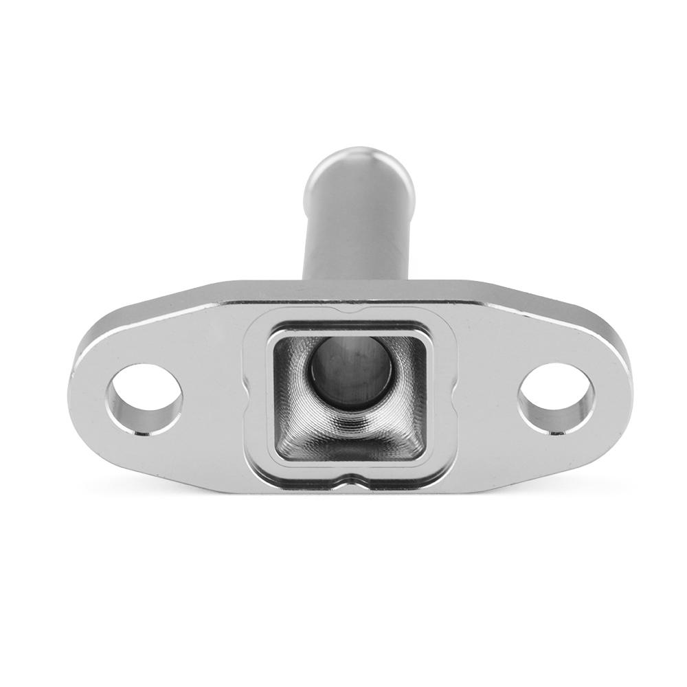Extended Aluminum 1.8 Turbo Oil Drain Return Flange Kit With 5/8" Hose Barb m8 Holes Bolt Spacing 51mm oil return degree