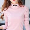 Gesticktes halbes Rollkragen-Bottom-Shirt Herbst und Winter koreanische Version langärmeliges T-Shirt Damen Slim Top