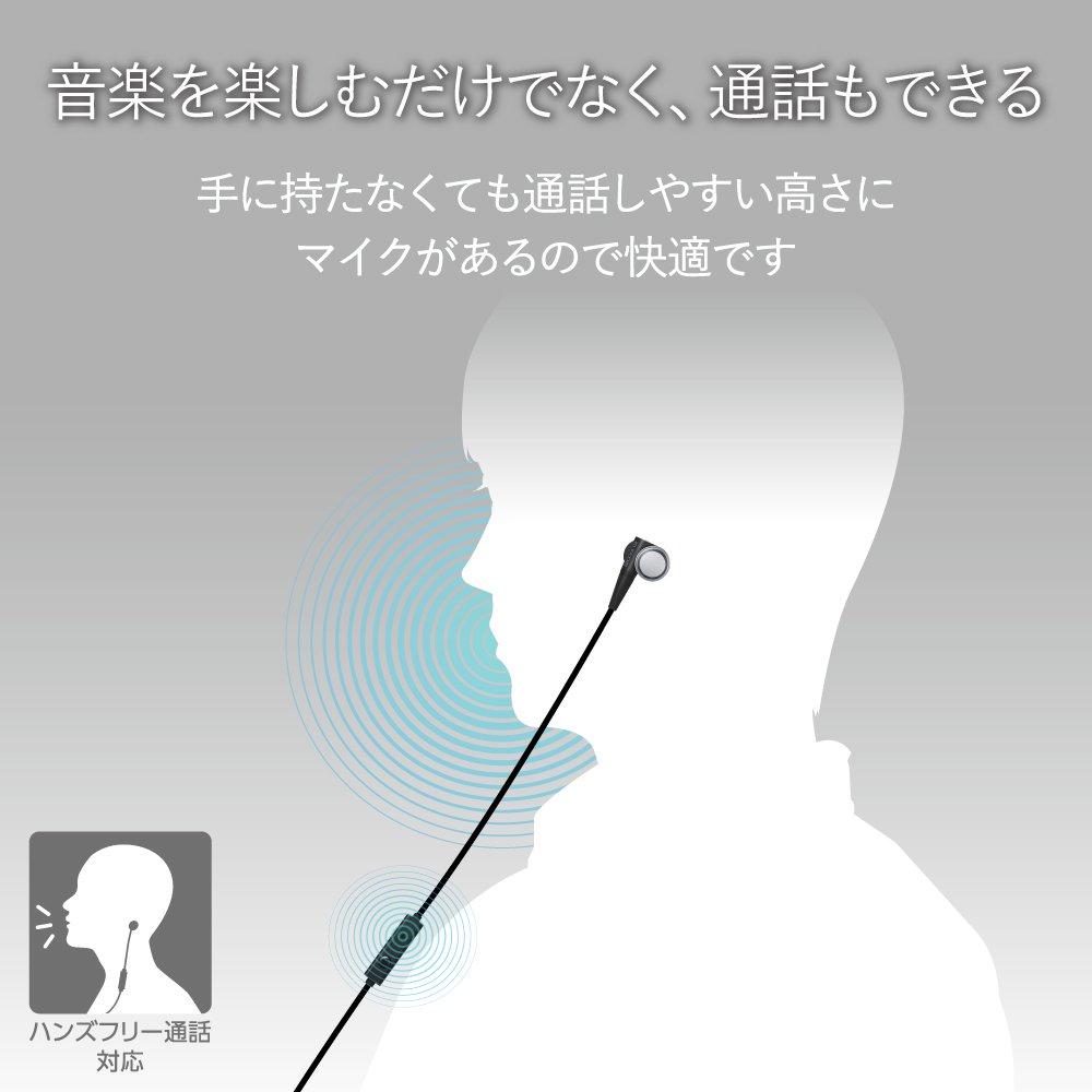 ELECOM Earphones Headphones with Microphone and Remote Control Canal CS200 Silver EHP-CS200MSV