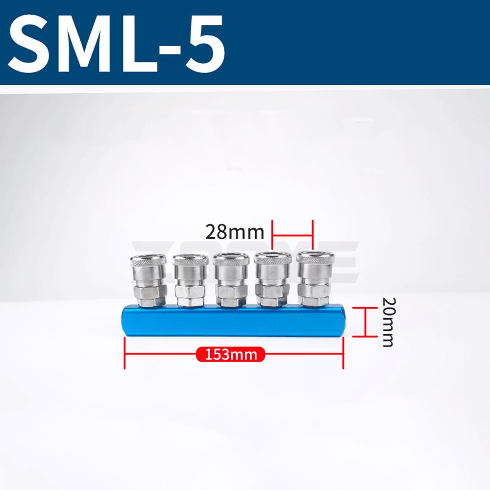 20x20mm WxH With SML Fittings 1/4" BSP Female 2 Rows X 2 3 4 5 6 8 Ways Solid Aluminum Pneumatic Air Manifold Block Splitter