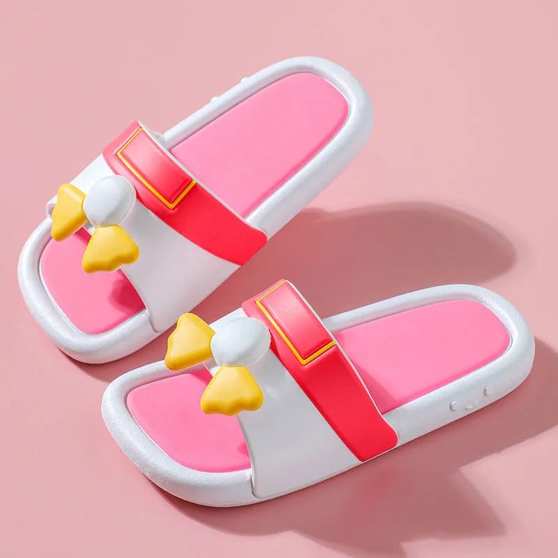 Niedliche Cartoon-Hausschuhe für Kinder im Sommer, Jungen und Mädchen, geschmacksneutral, rutschfest, für den Innenbereich, weicher Boden, rutschfeste Hausschuhe