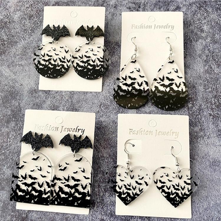 Trendy Earrings Halloween Bat Acrylic Ear Studs Visual Effects Ear Adorments