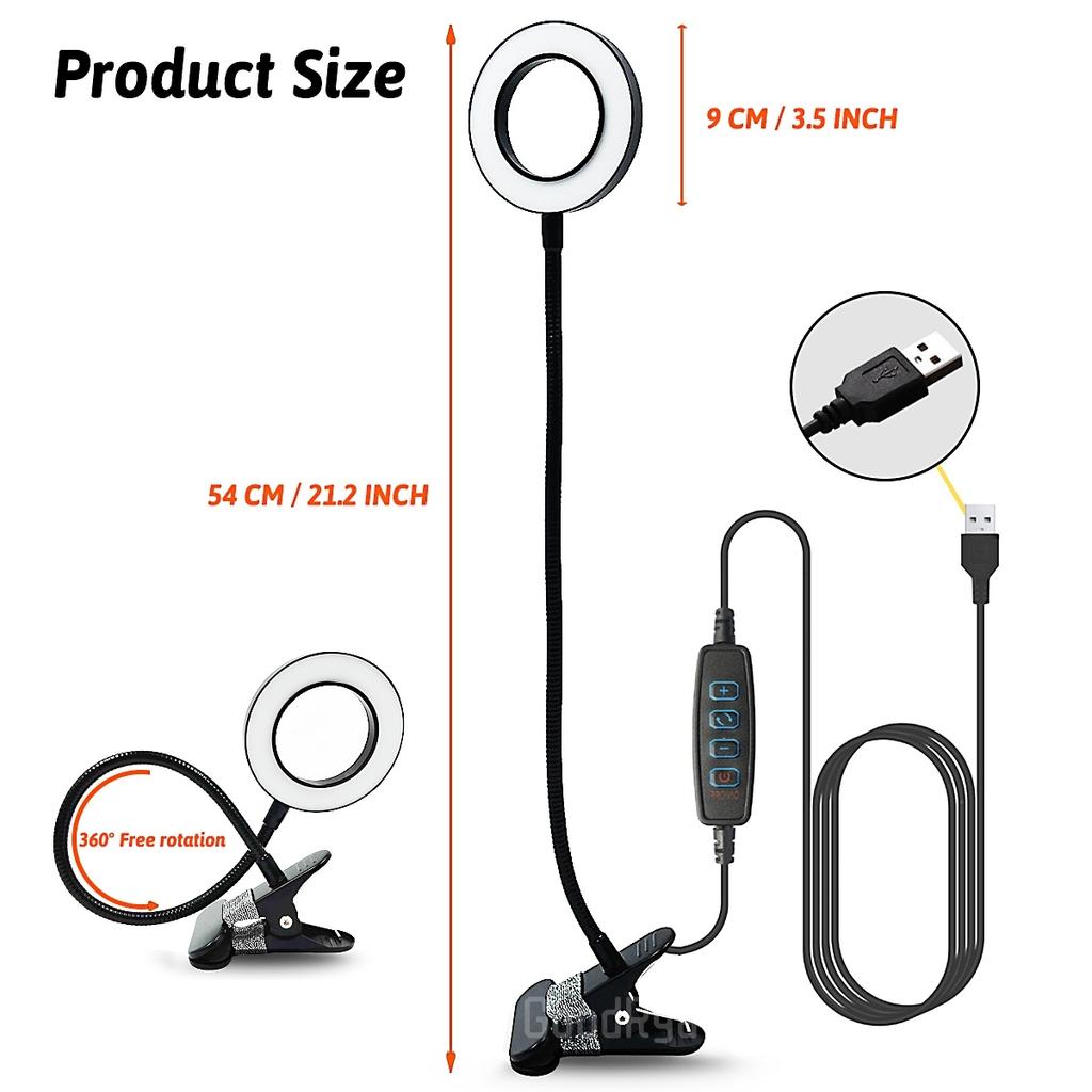 Bright USB Powered Flexible Clip-On Lamp, Standing Lighting, Kids Desk, Reading LED Desk Lamps, Work, Office, Laptop, Light