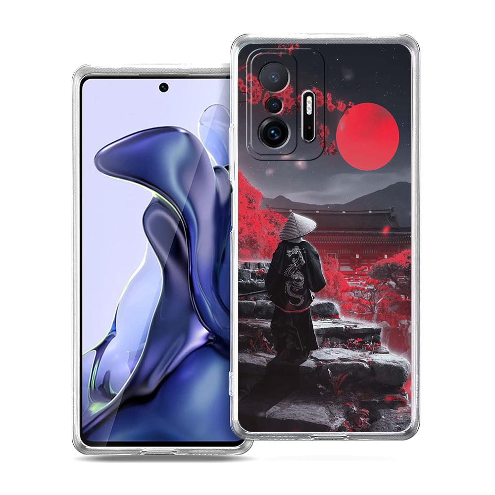 Japan Redsun Samurai bushido Phone Case For Xiaomi 14 13 12 Lite Mi 11 11X 13T 12T For Poco X5 X4 X3 NFC F5 F4 M4 Pro 5G Cover