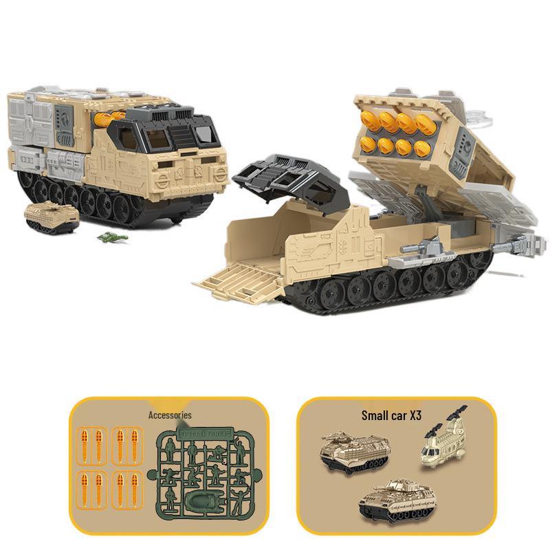 Children's Military Model Rocket Launcher Vehicle with Storable Sliding Base - Boys Gift for Ages 3-6