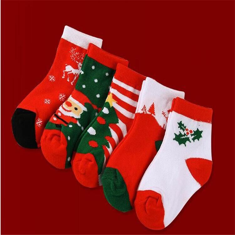 5 Pair/Lots Baby Christmas Socks Print Snow Man Elk Tree Sox For Baby Boys Girls Winter Super Keep Warm Sock New Arrival