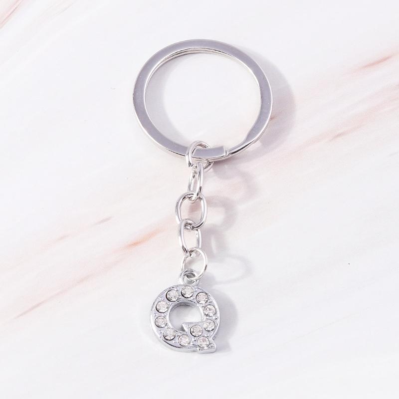 Fashion Initial 26 Letters A-Z Alphabet Keychain Rhinestone Key Ring Pendants for Car Key Bag Decor Charms DIY Accessories