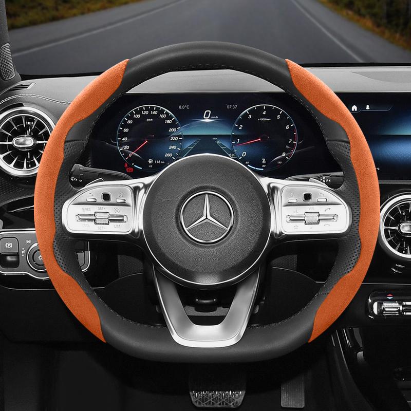 Suitable for Mercedes-Benz Anti-Slip Buckle Segmented Suede Steering Wheel Cover Suitable for E Class S C a Glc Suv Eqc Gle Gla Eqe Amg Eq C63 E63 