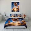 Divine Figure Under Holy Light Print Bedding Set 1 Duvet Cover 2 Pillowcases for Adult and Children Luxury Gift Full Size