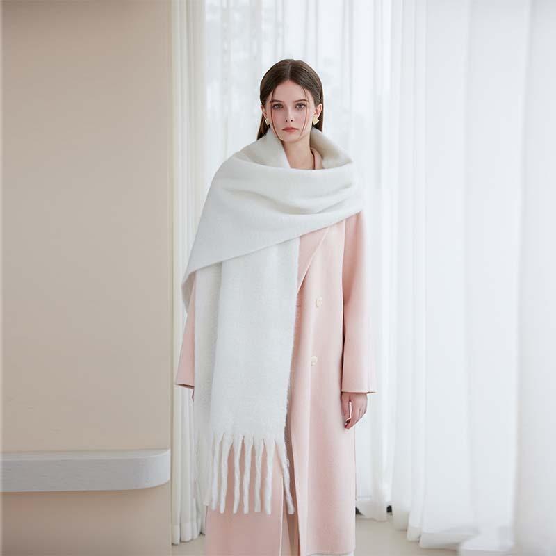 New style solid color pulled hair thickened warm scarf women's winter fashion men's women's scarf scarf scarf shawl
