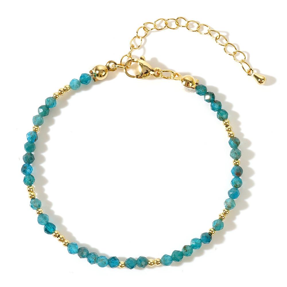 1pc 3mm Bohemian Natural Stone Amethyst Pink Crystal Faceted Beads Brass Beads Bracelet for Women Jewelry