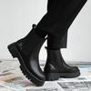 Fashion Fashion All-match Men Motorcycle Boots Outdoor Leather Mens Slip on High Top Shoes 2024 Luxury Brand Men Winter Plush Snow Boots