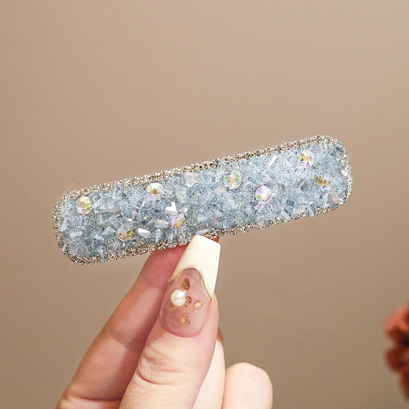 Stylish And Simple Full Diamond Geometric Hairpin, High-End Temperament Side Clip Bb Clip, Versatile Bangs Clip, Hairpin, Hair Accessories