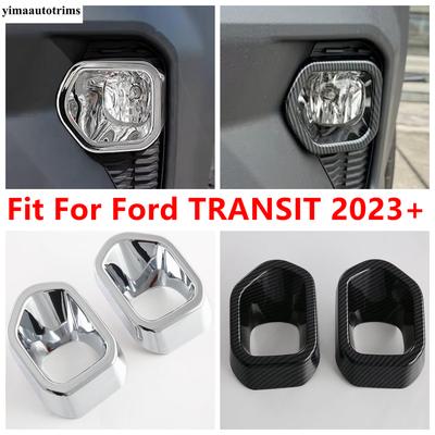 Front Bumper Fog Lights Lamps Frame Decoration Cover Trim For Ford TRANSIT 2024 2025 ABS Chrome / Carbon Fiber Accessories