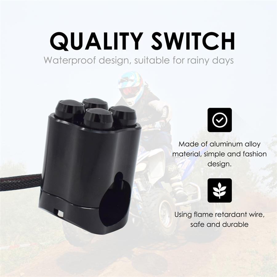 CNC 28mm Motorcycle Switch Handlebar 4 Optional Button Control W/ Wire Harness