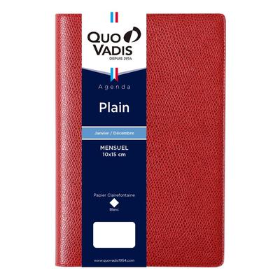 QUOVADIS 2026 Edition Planner Diary "Plain/Unpara" (Monthly Ruled, January Start, A6 Variant, 10x15cm, 6 Languages), Red (qv19501rd)