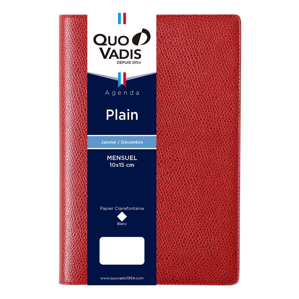 

QUOVADIS 2026 Edition Planner Diary Plain/Unpara (Monthly Ruled, January Start, A6 Variant, 10x15cm, 6 Languages), Red (qv19501rd)