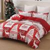 Christmas 3-piece Set Of Festive Reindeer Pattern Quilt Covers With zippers, Including 2 Pillowcases
