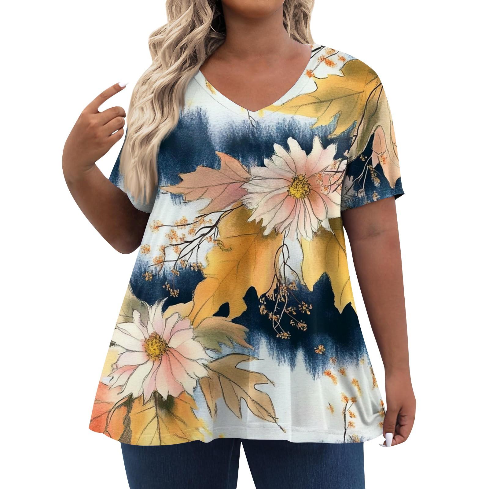 

Женские топы больших размеров, шорты с рукавами, рубашки с V-образным вырезом, повседневная одежда, топы с принтами XL белый