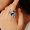Shiny Rhinestone Spider Web Heart Ring Zinc Zinc Alloy Halloween Opening Ring Edgy Gothic Bat Ring Party