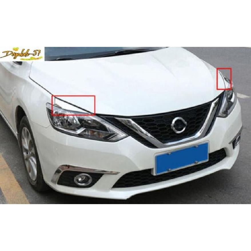 For Nissan Sentra Sylphy 2016-2024 2PCS Front Headlight Lamp Strip Trim Chrome