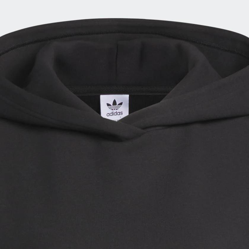 Adidas Originals Campus 00s Trefoil Stripe Print Cropped Hoodie Women Tops Black IB5922
