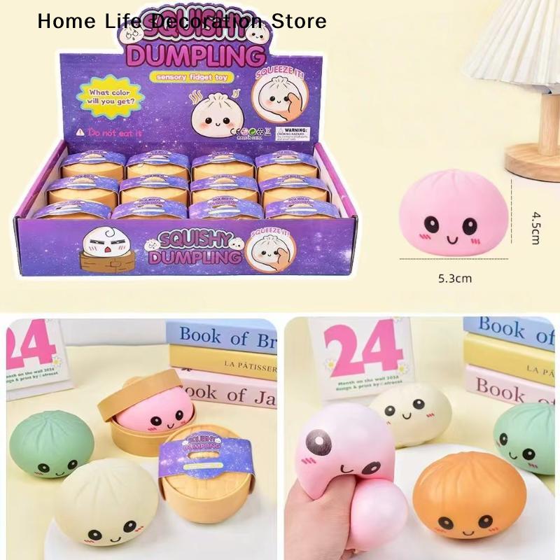 12Pcs Simulation Flash Dumpling Pressure Ball Slow Rebound Soft Pinch Decompression Office Home Decor Kids Adult Birthday Gifts