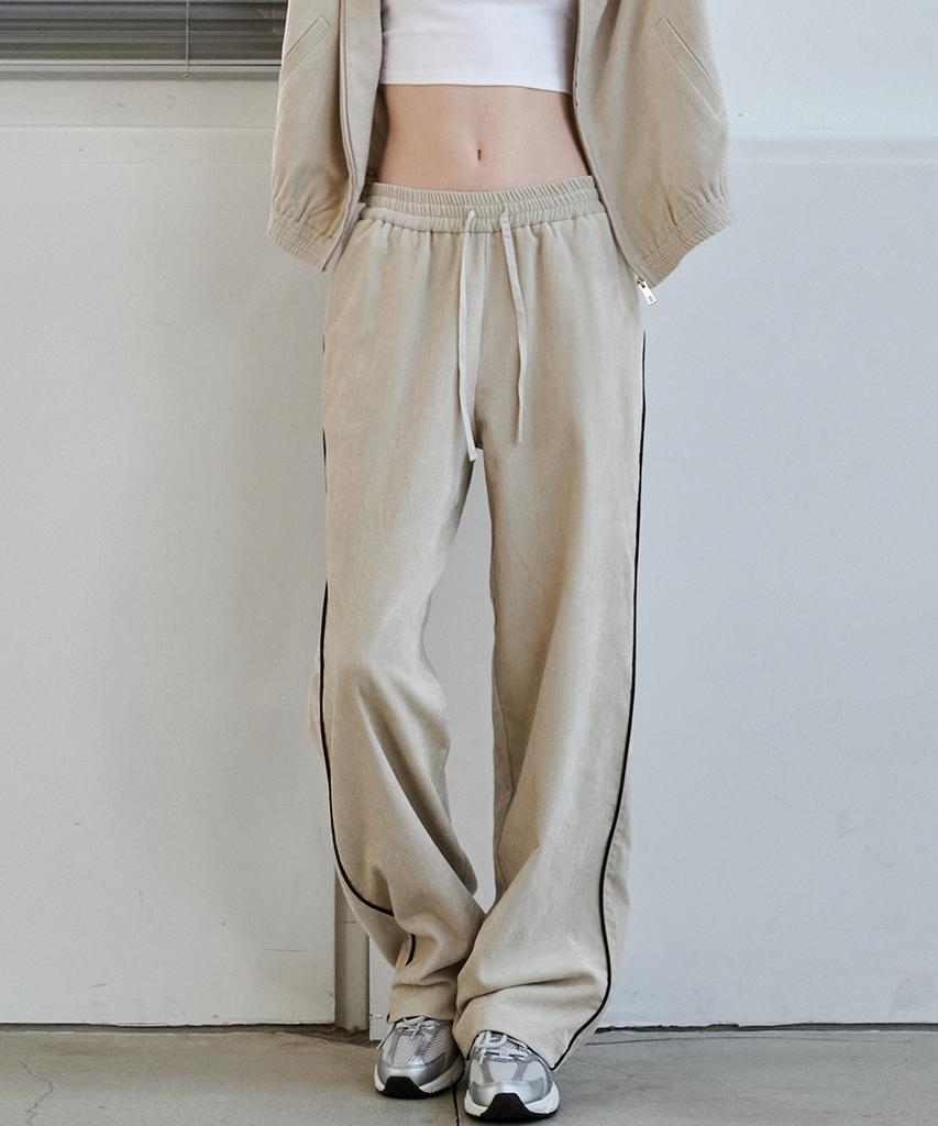 MALOUPE 2170 Velvet Elastic Waist Pants (Beige)