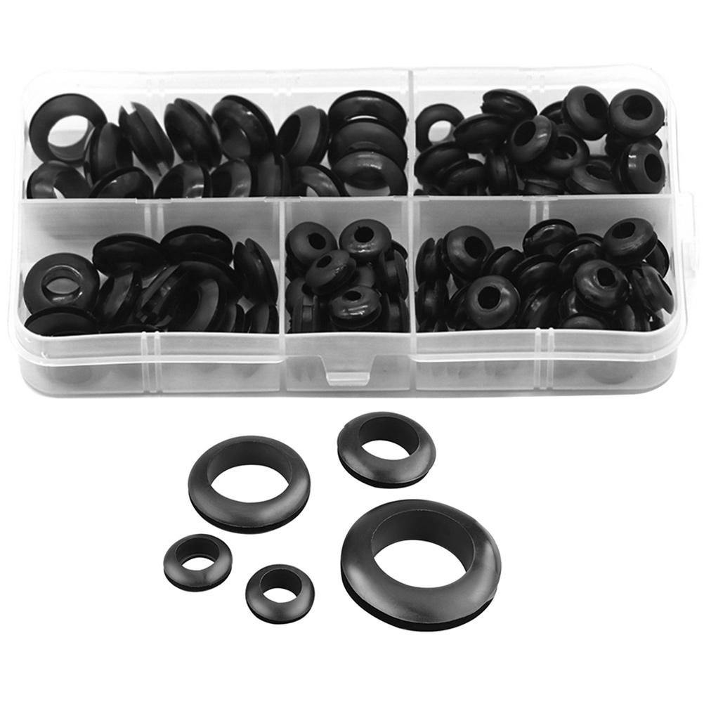 

105 Pcs Wire Rubber Grommet Washers Ring Grommets Wiring Kit Plug Suite Hole Plugs for Holes Protection чорний