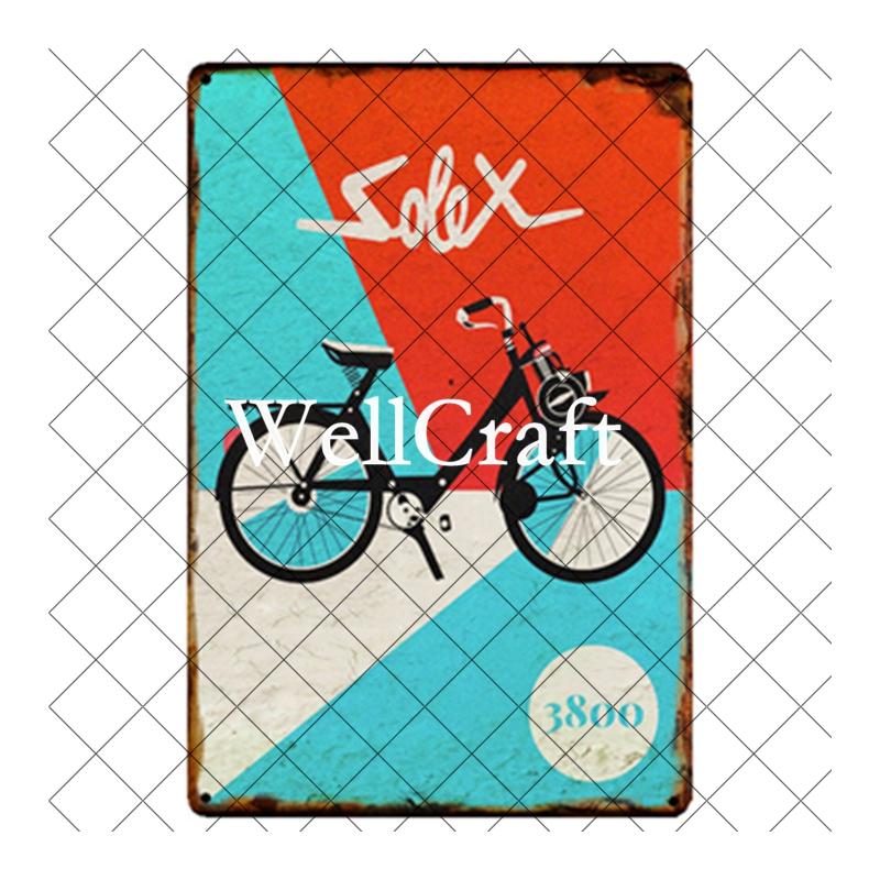 WellCraft Cartelli in Latta per Biciclette Velosolex Targhe Murali Retro per Bici Decorazione Pub WX