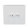 Wall Toggle Switch Stainless Steel Panel Insulated PC Base 2 Gang 2 Way Double Pole Toggle Switch Minimalist White